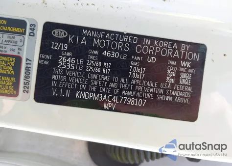 2020 Kia Sportage Lx из США, поврежденный, VIN KNDPM3AC4L7798107